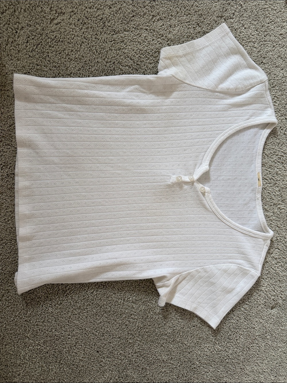 Brandy Melville White Short Sleeve Ribbed Knit Tee